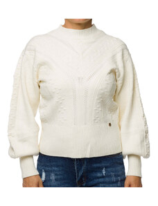 Maglione bianco a collo alto da donna Swish Jeans