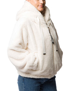 Bomber pelliccia bianco da donna con chiusura a zip Swish Jeans
