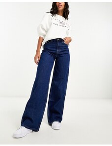 Tommy Jeans - Claire - Jeans a vita alta a fondo ampio lavaggio scuro con logo laterale-Blu navy