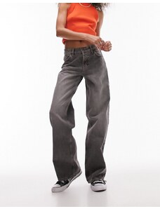 Topshop - Ember - Jeans a fondo ampio e vita bassa grigio sporco
