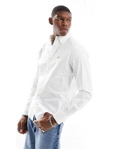 GANT - Camicia Oxford slim fit bianca con logo a icona-Bianco
