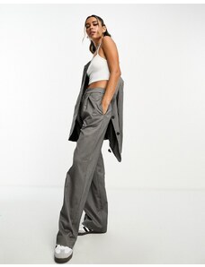 ASOS DESIGN - Pantaloni a fondo ampio in twill grigio a pieghe