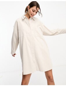ASOS DESIGN - Vestito camicia oversize a coste color sabbia-Neutro