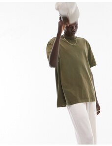 Topman - T-shirt oversize kaki slavato-Verde