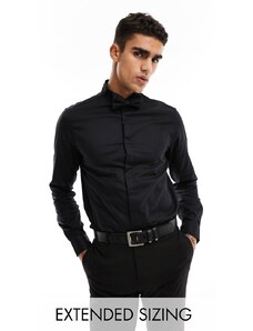 ASOS DESIGN - Camicia Royal Oxford elegante con collo diplomatico nera-Nero