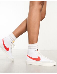 Nike - Blazer '77 Mid - Sneakers alte bianche e rosso habanero-Bianco