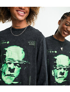 COLLUSION Unisex - T-shirt grigia con stampa "Frankenstein" su licenza-Grigio