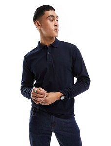 Selected Homme - Polo slim fit blu navy a maniche lunghe