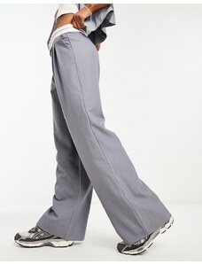 Emory Park - Pantaloni sartoriali grigi a fondo ampio con dettaglio fascia in vita-Grigio