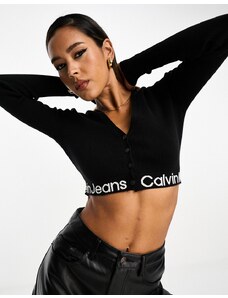 Calvin Klein Jeans - Cardigan nero con intarsio e logo