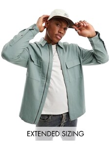 ASOS DESIGN - Camicia giacca verde salvia in twill con zip