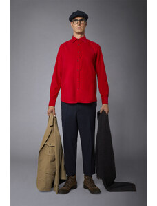 Doppelganger Camicia casual uomo collo francese comfort fit tessuto in velluto 1000 righe