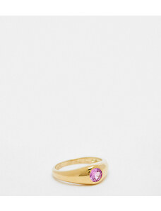 Seol + Gold - Anello placcato oro 18 carati con zirconia cubica rosa incastonata