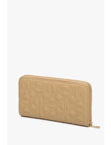 Women's Beige Leather Continental Wallet Estro ER00113671