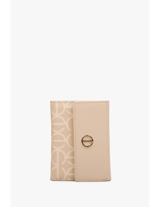 Women's Light Beige Leather Tri-Fold Wallet with Golden Accents Estro Estro ER00113651