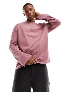 ASOS DESIGN - Maglietta girocollo rosa a maniche lunghe