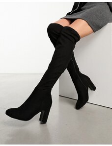New Look - Stivali al ginocchio neri in camoscio-Nero