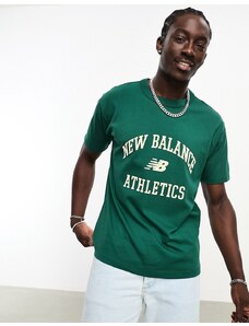 New Balance - T-shirt verde stile college