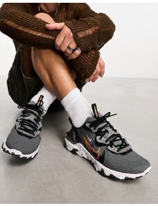 Nike - React Vision - Sneakers grigie, bianche e arancioni con loghi sovrapposti-Grigio