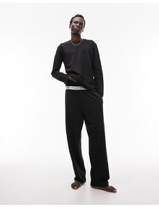 Topman - Completo da casa nero con maglietta a maniche lunghe e joggers