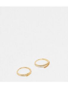 ASOS DESIGN - Confezione da 2 anelli dorati con design avvolgente placcati oro 14 k