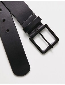 ASOS DESIGN - Cintura elegante in pelle nera con fibbia nera opaca-Nero