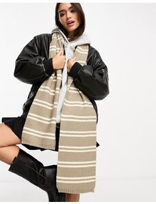 ASOS DESIGN - Sciarpa in maglia a righe color avena-Neutro