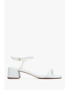 Women's White Low-Heeled Sandals made of Genuine Leather Estro ER00112451