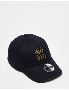 New Era - 9forty - Cappellino dei NY Yankees nero con logo arancione