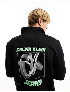 Calvin Klein Jeans - Felpa nera con logo CK future 3d sfumato e zip corta-Nero