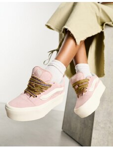 Vans - Knu Stack - Sneakers rosa con lacci multicolore-Bianco