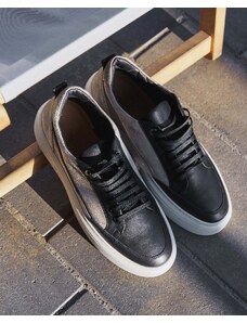 Men's Grey & Black Velour Low-Top Sneakers Estro ER00113449