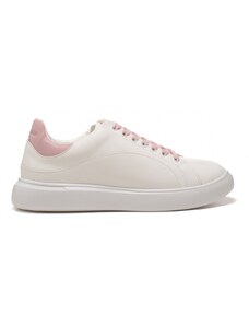Trussardi sneakers donna con lacci in tessuto e logo al tallone bianco e rosa