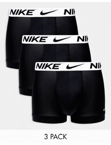 Nike - Dri-Fit Essential Micro - Confezione da 3 paia di boxer aderenti neri in microfibra Dri-Fit con vita elasticizzata bianca-Nero