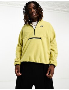 Nike Club - Felpa beige in pile polar con cappuccio e zip corta-Neutro