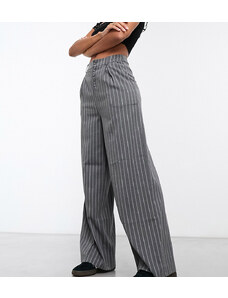 Reclaimed Vintage - Pantaloni dritti a fondo ampio anni '90 grigi e bianchi gessati-Multicolore