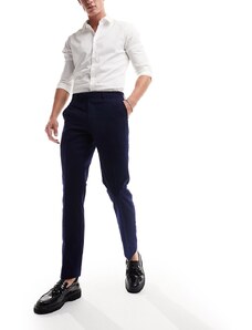 Harry Brown - Pantaloni da abito slim blu navy gessato