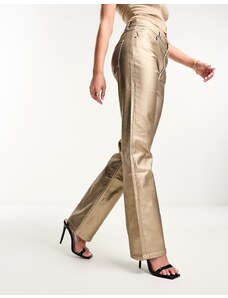 ASOS DESIGN - Jeans slim dritti oro metallizzato