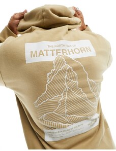 The North Face - Matterhorn - Felpa con cappuccio in pile color pietra con stampa sul retro-Neutro