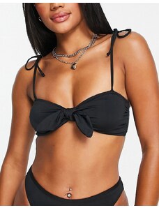 NA-KD - Top bikini nero con fiocco - BLACK