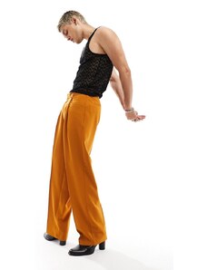 ASOS DESIGN - Pantaloni eleganti a fondo ampio arancione bruciato con tasche frontali