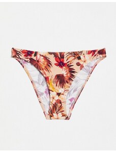 Figleaves - Slip bikini color visone con stampa di foglie-Marrone
