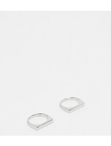 Faded Future - Confezione da 2 anelli color argento con design rettangolare