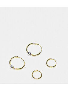 Kingsley Ryan - Orecchini a cerchio piccoli placcati oro e argento da 12 mm e 8 mm