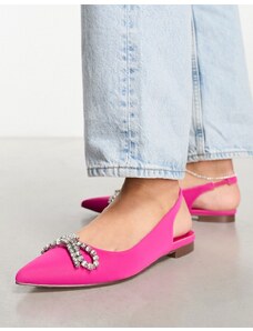 Glamorous - Scarpe basse a punta rosa con cinturino posteriore e fiocco