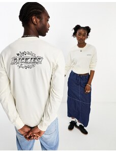 Dickies - Sandy Level - T-shirt a maniche lunghe bianco sporco con stampa sul retro