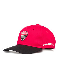 Cappellino da baseball rosso con visiera nera e logo Ducati Corse