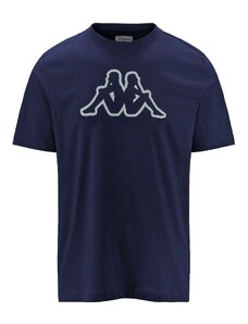 T-shirt blu da uomo con logo bianco Kappa Cromen