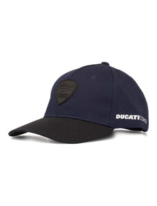 Cappellino da baseball blu scuro con visiera e logo neri Ducati Corse