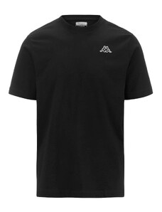 T-shirt nera da uomo con logo bianco Kappa Cafers